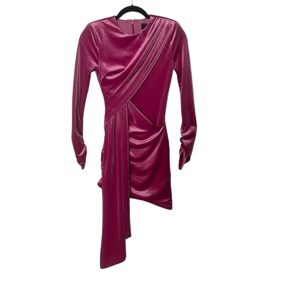 Michael Costello x REVOLVE Velvet Ruched Pink/Berry Dress XXS NWT - Picture 3 of 8